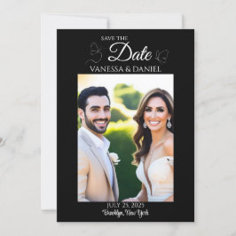 Skizzierte Schmetterlinge Save the Date Fotokarte