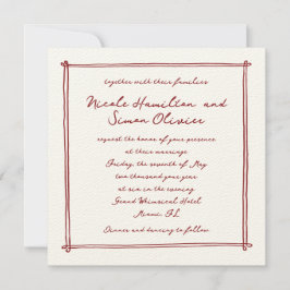 Skizzierte Skizze Rote Whimsikhandgezeichnete Hoch Einladung