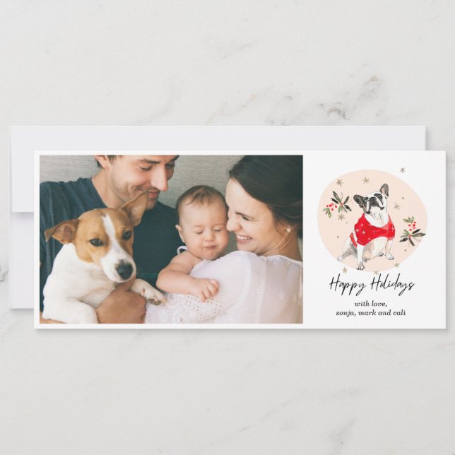 Skizzierte Weihnachtskarte mit Hund Feiertagskarte (Vorderseite)