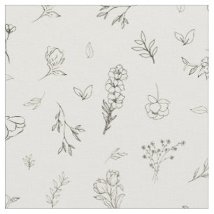 Skizzierte Wildblumen auf Beige Stoff