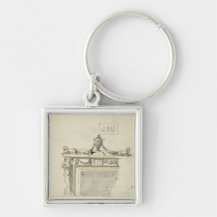 Skizzierter Entwurf für einen Kamin (Stift u. Schlüsselanhänger