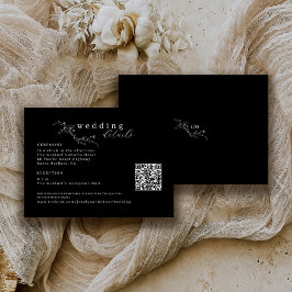 Skizzierter QR Code Weiß für Schwarze Hochzeit Begleitkarte