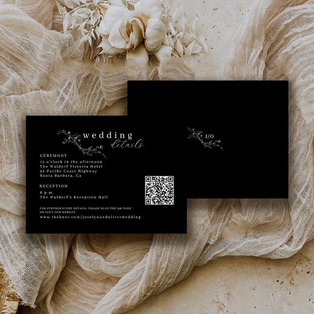 Skizzierter QR Code Weiß für Schwarze Hochzeit Begleitkarte (Von Creator hochgeladen)