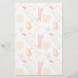 Skizziertes Cocktail-Muster Briefpapier