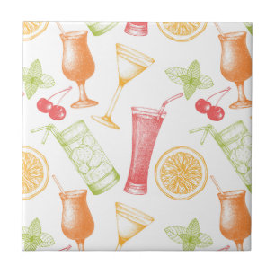 Skizziertes Cocktail-Muster Fliese