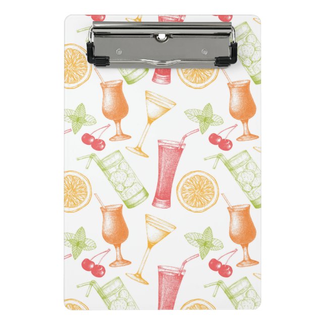 Skizziertes Cocktail-Muster Mini Klemmbrett (Vorderseite)