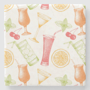 Skizziertes Cocktail-Muster Steinuntersetzer