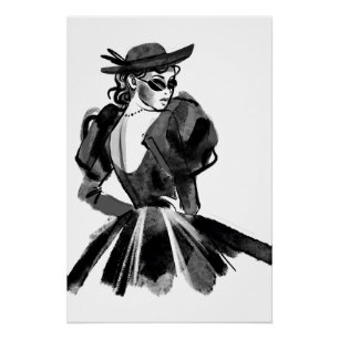 Skizziertes Couture Fashion Model Poster
