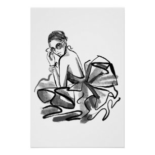 Skizziertes Couture Fashion Model Poster