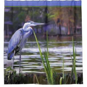 Skketch des blauen Reihers im Bayou Duschvorhang