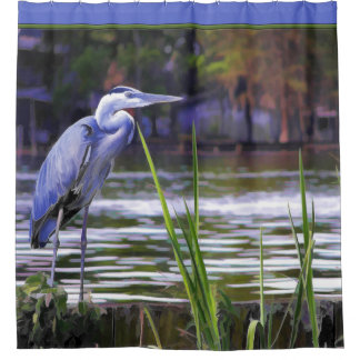 Skketch des blauen Reihers im Bayou Duschvorhang