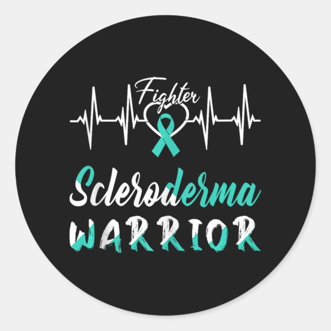 Skleroderma Bewusstseinswartung Krieger Herzschlag Runder Aufkleber (Vorderseite)