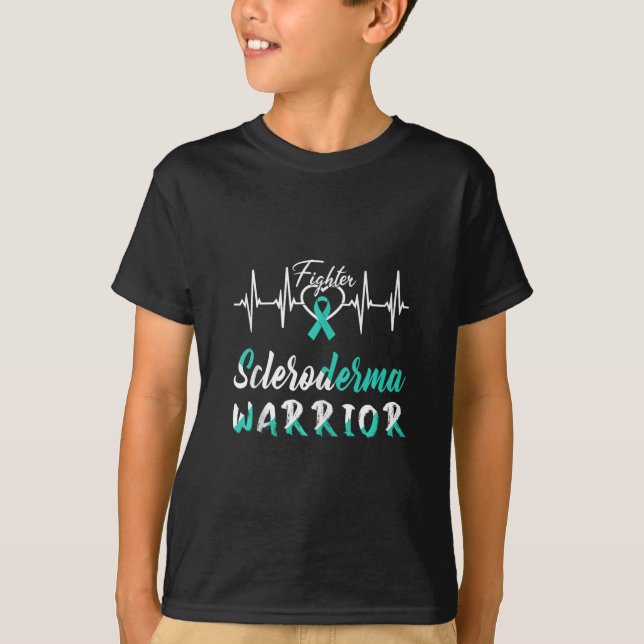 Skleroderma Bewusstseinswartung Krieger Herzschlag T-Shirt (Vorderseite)