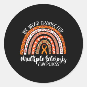 Sklerose Bewusstsein Wir tragen Orange Frau Rainbo Runder Aufkleber