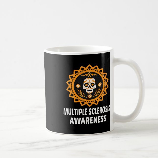 Sklerose Frau Orange Ribbon Skull Kaffeetasse (Rechts)