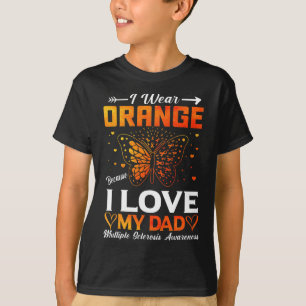 Sklerose Frau Warrior I Tragen Orangen Vater T-Shirt