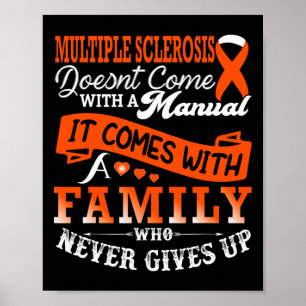Sklerosis Awareness Frau Family Orange Ribbon Supp Poster