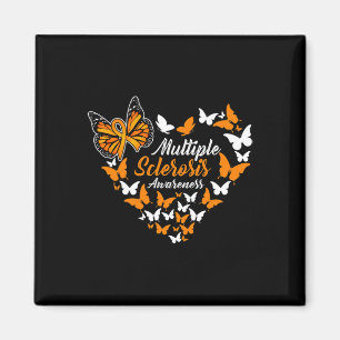 Sklerosis Awareness Frau Orange Ribbon Butterfly Magnet