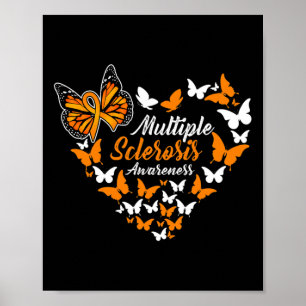 Sklerosis Awareness Frau Orange Ribbon Butterfly Poster