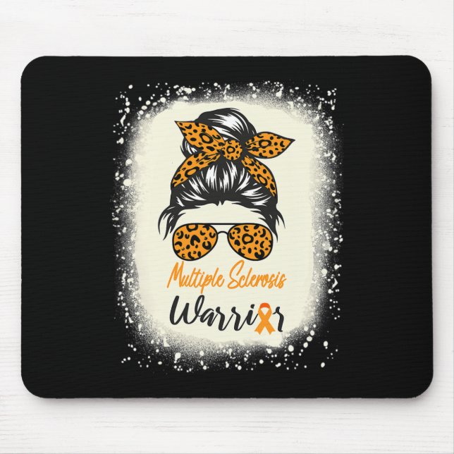 Sklerosis Awareness Frau Warrior Messy Bun Leopard Mousepad (Vorne)