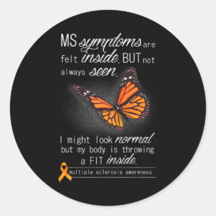 Sklerosis Awareness Orange Butterfly Ribbon Runder Aufkleber