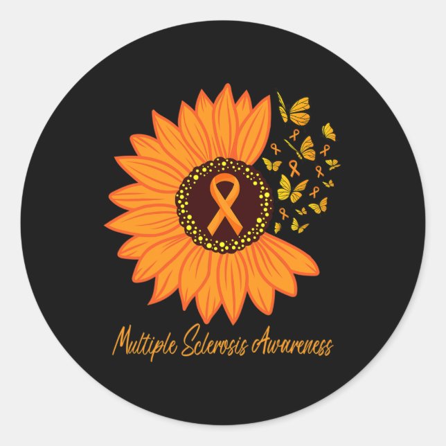 Sklerosis Awareness Ribbon Blume Butterfly Runder Aufkleber (Vorderseite)