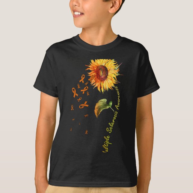 Sklerosis Awareness Sunflower Frau Awareness T-Shirt (Vorderseite)
