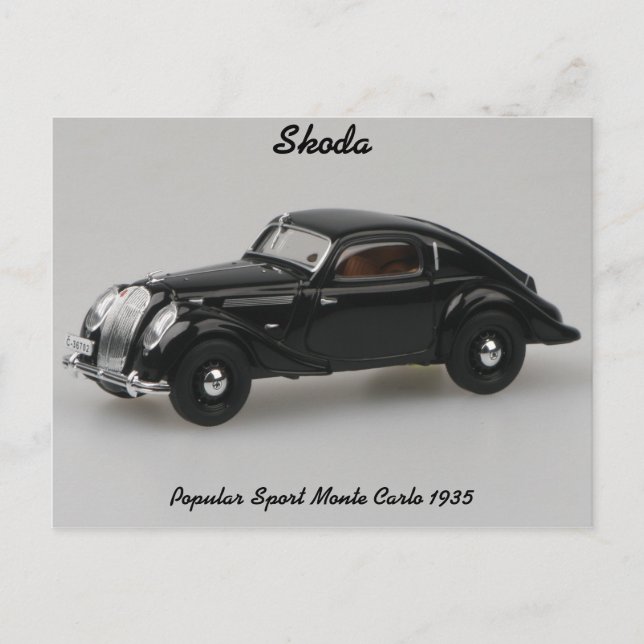 Skoda Popular Sport Monte Carlo 1935 Postkarte (Vorderseite)