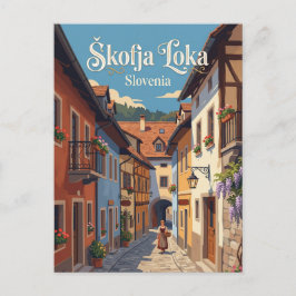 Škofja Loka Altstadtgasse Slowenien Postkarte