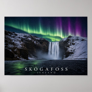 Skógafoss Wasserfall Island A4 Poster