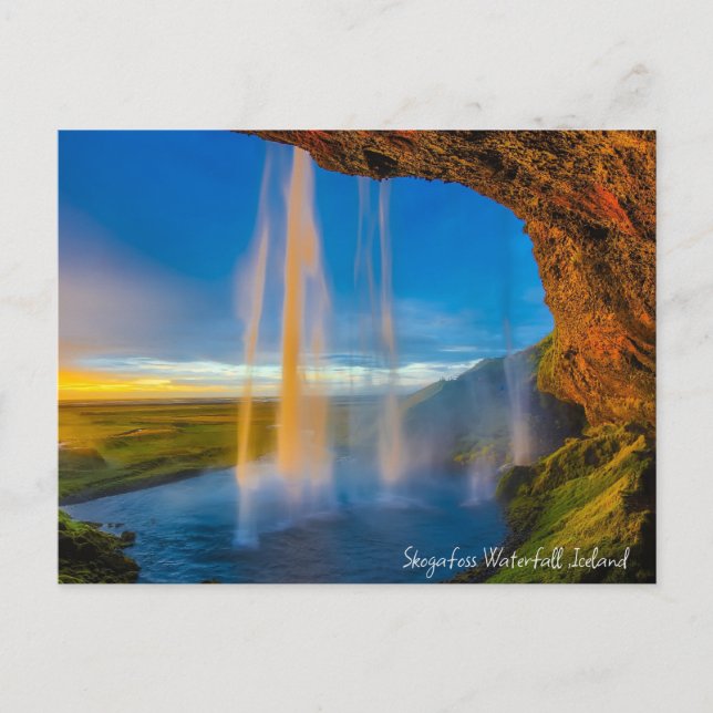 Skogafoss Wasserfall, Island Feiertagspostkarte (Vorderseite)