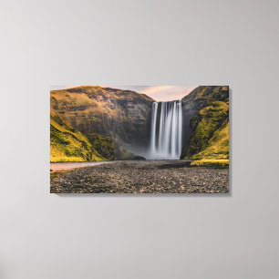 Skogafoss Wasserfall-morgens Sonnenaufgang Leinwanddruck