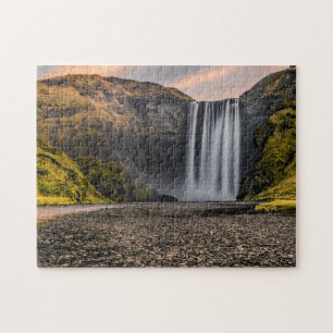 Skogafoss Wasserfall-morgens Sonnenaufgang Puzzle