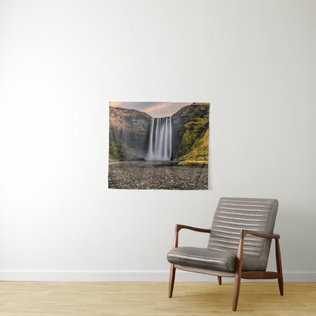 Skogafoss Wasserfall-morgens Sonnenaufgang Wandteppich (Beispiel (Horizontal))