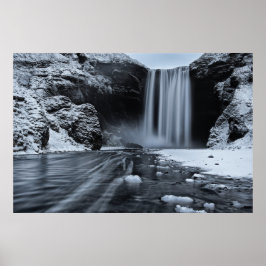 SKÓGAFOSS WATERFALL, ISLAND - SCHWARZ & WEISS POSTER