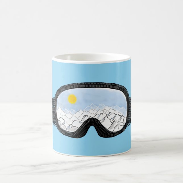 Skoggles Bergansicht Illustration Licht blau Kaffeetasse (Mittel)