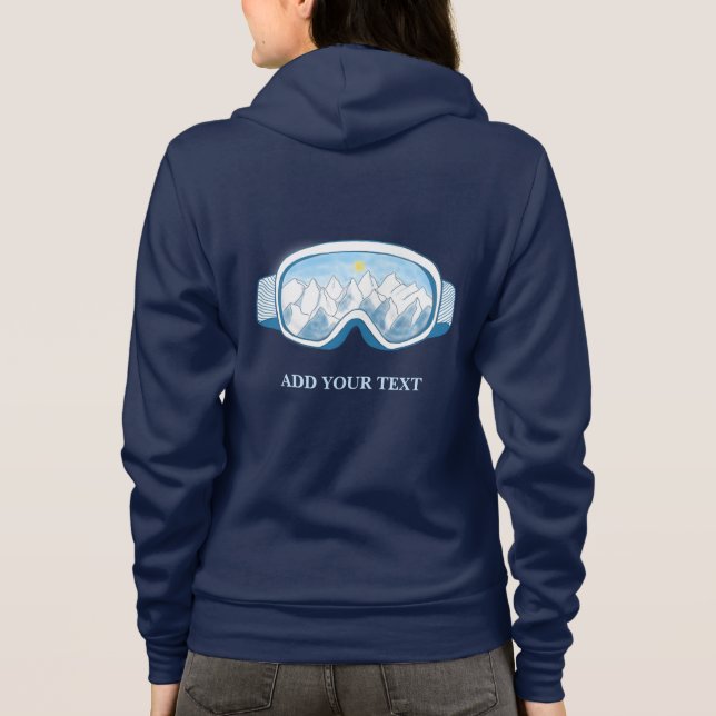 Skoggles Illustration Personalisiertes Navy Blue Hoodie (Rückseite)