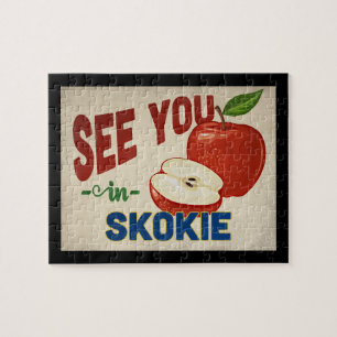 Skokie Illinois Apple - Vintage Travel Puzzle