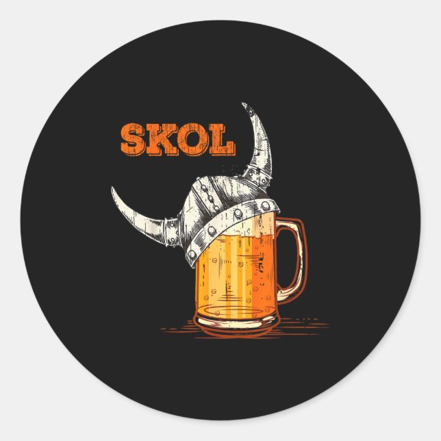 Skol Nordic Viking Helmet Drinking Gl  Runder Aufkleber (Vorderseite)