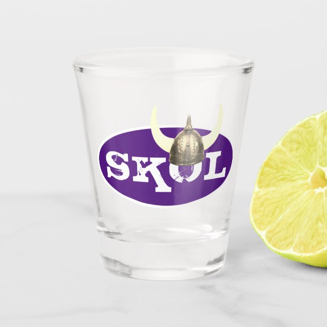 Skol und Horned Viking Helm Schnapsglas (Vorderseite)