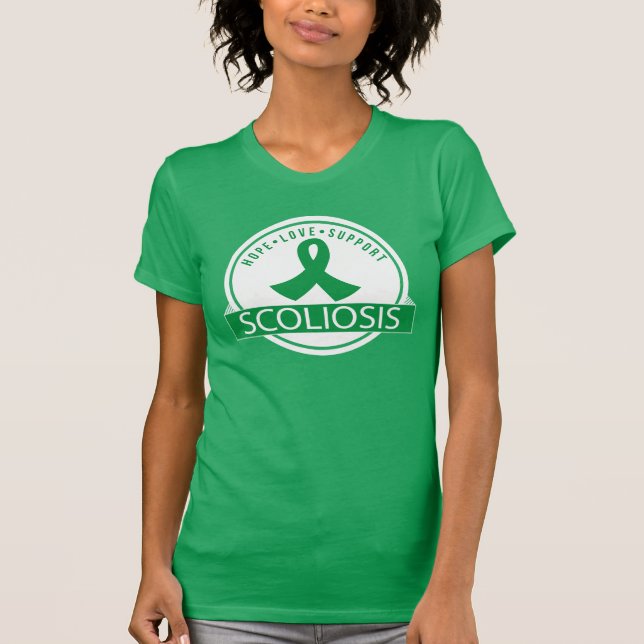 Skoliose-Bewusstseins-Stützgrün-Weiß-T-Shirt T-Shirt (Vorderseite)