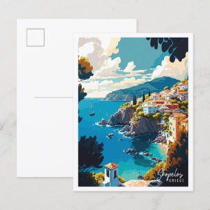 Skopelos Griechenland Vintage-Reiseillustration Postkarte