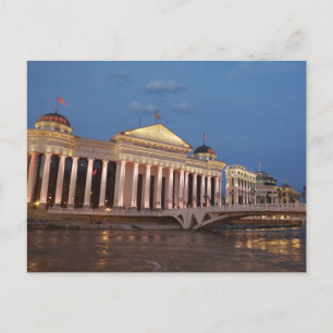Skopje in der Nacht, Nordmakedonien Postkarte