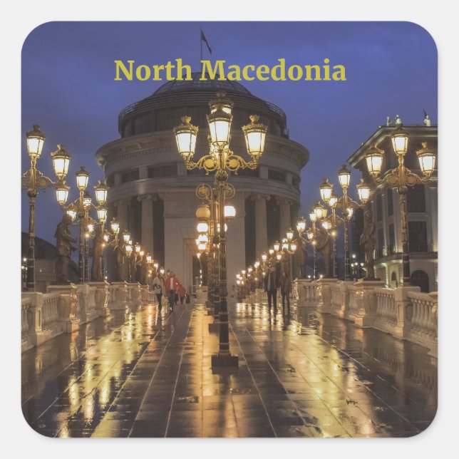 Skopje, Nordmakedonien Quadratischer Aufkleber (Vorderseite)
