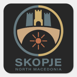 Skopje North Macedonia Europe Quadratischer Aufkleber