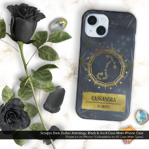 Skorpio Dark Zodiac Astrologie: Schwarz & Gold iPhone 16 Hülle