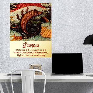 Skorpio das Skorpion Zodiac Zeichen Geburtstag Foliendrucke