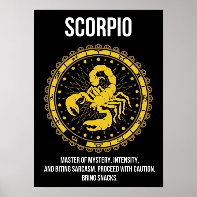 Skorpio - Horoskop, Funny Zodiac - Zeichen Spaß Poster (Vorne)