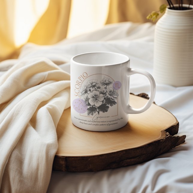 Skorpio zodiac Geburt Blume Monat Geburtstag Kaffeetasse (Zodiac Scorpio Coffee Mug Geranium Constellation Astrology Gift)