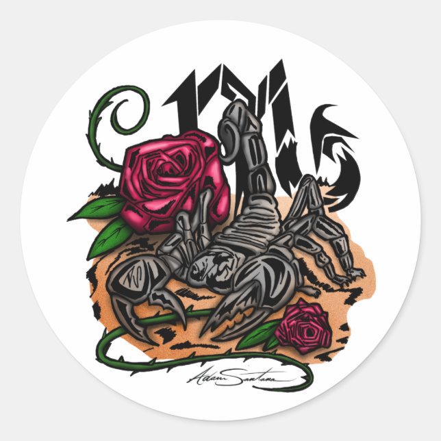 Skorpio - Zodiac Runder Aufkleber (Vorderseite)